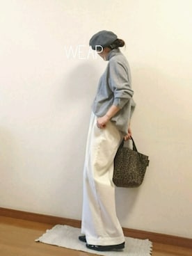 「無地党」｜「アイテム（ハンチング/ベレー帽）」を使った、a.y.aさん（レディース・162cm）の秋コーディネート