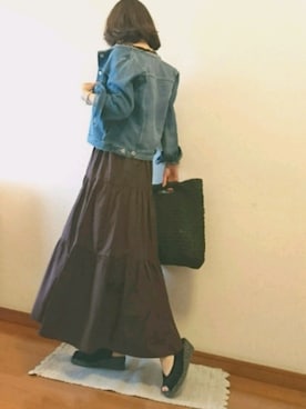 「無地党」｜「アイテム（デニムジャケット）」を使った、a.y.aさん（レディース・162cm）の春コーディネート