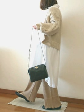 「DISCOAT（ディスコート）の太ケーブルカーディガン（カーディガン/ボレロ）」を使った、a.y.aさん（レディース・162cm）の春コーディネート