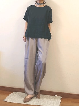 「サテンパンツ」｜「アイテム（財布/小物）」を使った、a.y.aさん（レディース・162cm）の夏コーディネート