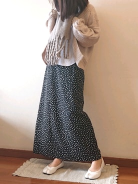 「DISCOAT（ディスコート）の太ケーブルカーディガン（カーディガン/ボレロ）」を使った、a.y.aさん（レディース・162cm）の冬コーディネート