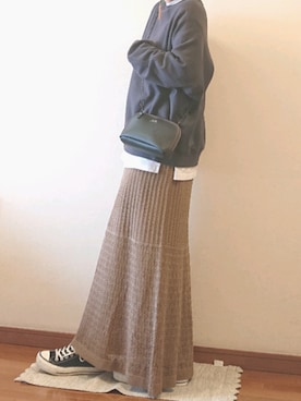 「透かし編みニット」｜a.y.aさん（レディース・162cm）の春コーディネート