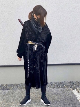 「アイテム（おもちゃ、ブラック系）」を使った、haruさん（レディース・159cm）の冬コーディネート