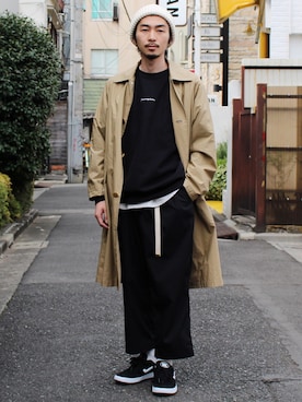 「BEAMS（ビームス）のアイテム（ステンカラーコート）」を使った、KONNO/BEAMSさん（メンズ・172cm）の春コーディネート