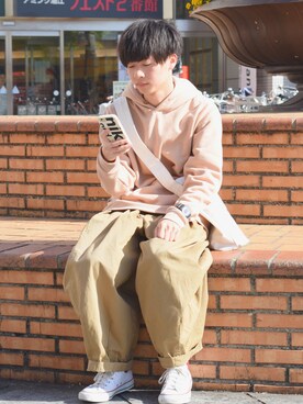 「SEVENDAYS=SUNDAY（セブンデイズサンデイ）のアイテム（パーカー）」を使った、サル🙈さん（メンズ・168cm）の春コーディネート