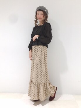「スカラップ」｜「アイテム（ハンチング/ベレー帽）」を使った、asukaさん（レディース・157cm）の春コーディネート