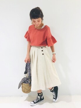asukaさんの「ナチュラルプリーツスカート」を使ったコーディネート