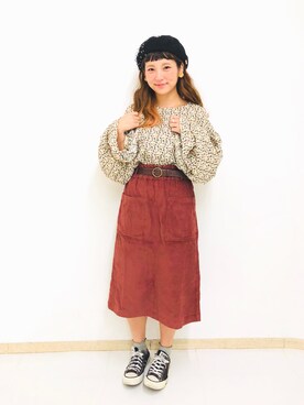 「くすみピンク」｜「アイテム（ハンチング/ベレー帽）」を使った、asukaさん（レディース・157cm）の秋コーディネート