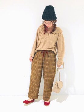 「クリスプ」｜「アイテム（ニットキャップ/ビーニー）」を使った、asukaさん（レディース・157cm）の秋コーディネート