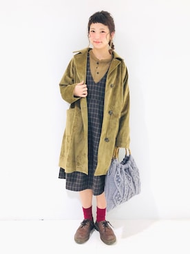 「クリスプ」｜「アイテム（ステンカラーコート）」を使った、asukaさん（レディース・157cm）の秋コーディネート
