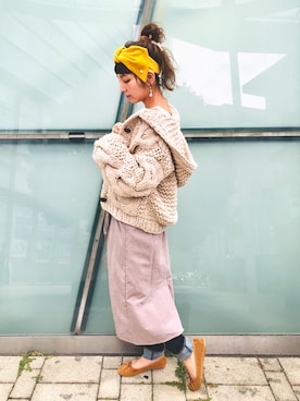 「ボリュームニット」｜「アイテム（ワンピース）」を使った、asukaさん（レディース・157cm）の秋コーディネート