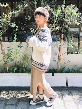 「ボリュームニット」｜「アイテム（ワンピース）」を使った、asukaさん（レディース・157cm）の秋コーディネート