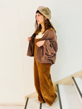 「ドルマンスリーブ」｜「アイテム（オールインワン・サロペット）」を使った、asukaさん（レディース・157cm）の秋コーディネート