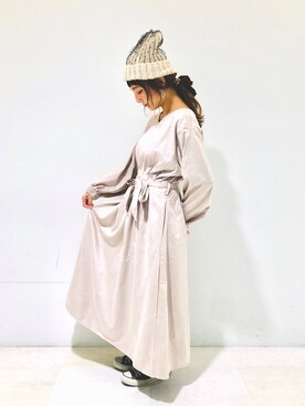 「チュールニット帽」｜asukaさん（レディース・157cm）の秋コーディネート