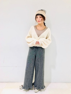 「チュールニット帽」｜asukaさん（レディース・157cm）の秋コーディネート