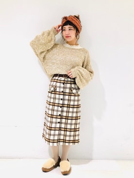 「リブT」｜「アイテム（スリッポン）」を使った、asukaさん（レディース・157cm）の秋コーディネート