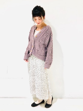 「アコーディオンプリーツ」｜「アイテム（スカート）」を使った、asukaさん（レディース・157cm）の冬コーディネート