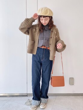 「クリスプ」｜「アイテム（ハンチング/ベレー帽）」を使った、asukaさん（レディース・157cm）の冬コーディネート