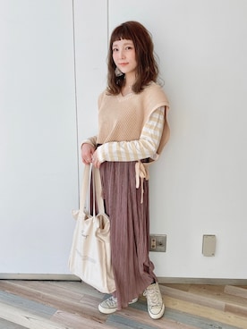 「無印良品」｜asukaさん（レディース・157cm）の冬コーディネート
