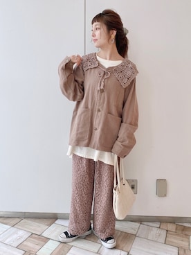 「レースパンツ」｜「アイテム（ブルゾン）」を使った、asukaさん（レディース・157cm）の春コーディネート