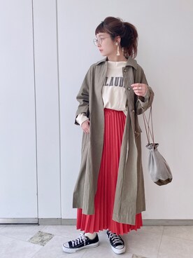 「クリスプ」｜「アイテム（ステンカラーコート）」を使った、asukaさん（レディース・157cm）の春コーディネート