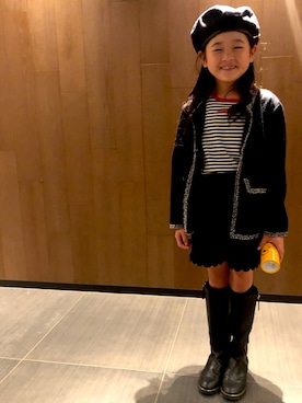 「kids」｜「アイテム（ノーカラージャケット）」を使った、ナギ  タクさん（キッズ・110cm）の秋コーディネート