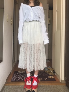 「Vivienne Westwood（ヴィヴィアンウエストウッド）のROCKING HORSE BALLERINA（その他シューズ、レッド系）」を使った、ぱてぃチャンさん（レディース・167cm）の春コーディネート
