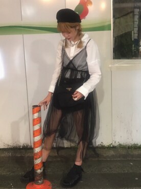 「PRADA（プラダ）のアイテム（バッグ、ブラック系）」を使った、ぱてぃチャンさん（レディース・167cm）の春コーディネート