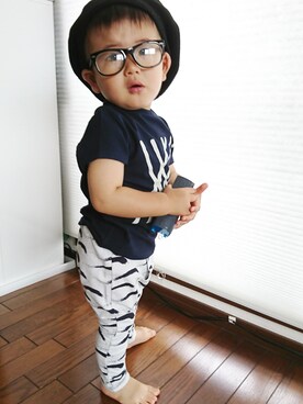 「REPOSEAMSのアイテム（Tシャツ/カットソー、その他）」を使った、RUIさん（キッズ・90cm）の夏コーディネート