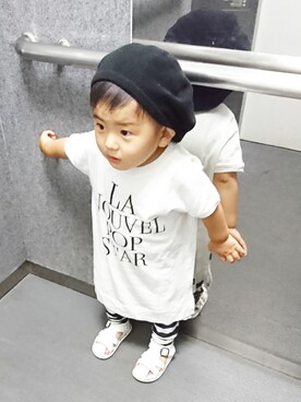 「FITH（フィス）のアイテム（Tシャツ/カットソー、ホワイト系）」を使った、RUIさん（キッズ・90cm）の夏コーディネート