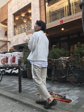 「SUNSEA（サンシー）のアイテム（ジャケット/アウター）」を使った、GARDEN  takumiさん（メンズ・167cm）の夏コーディネート