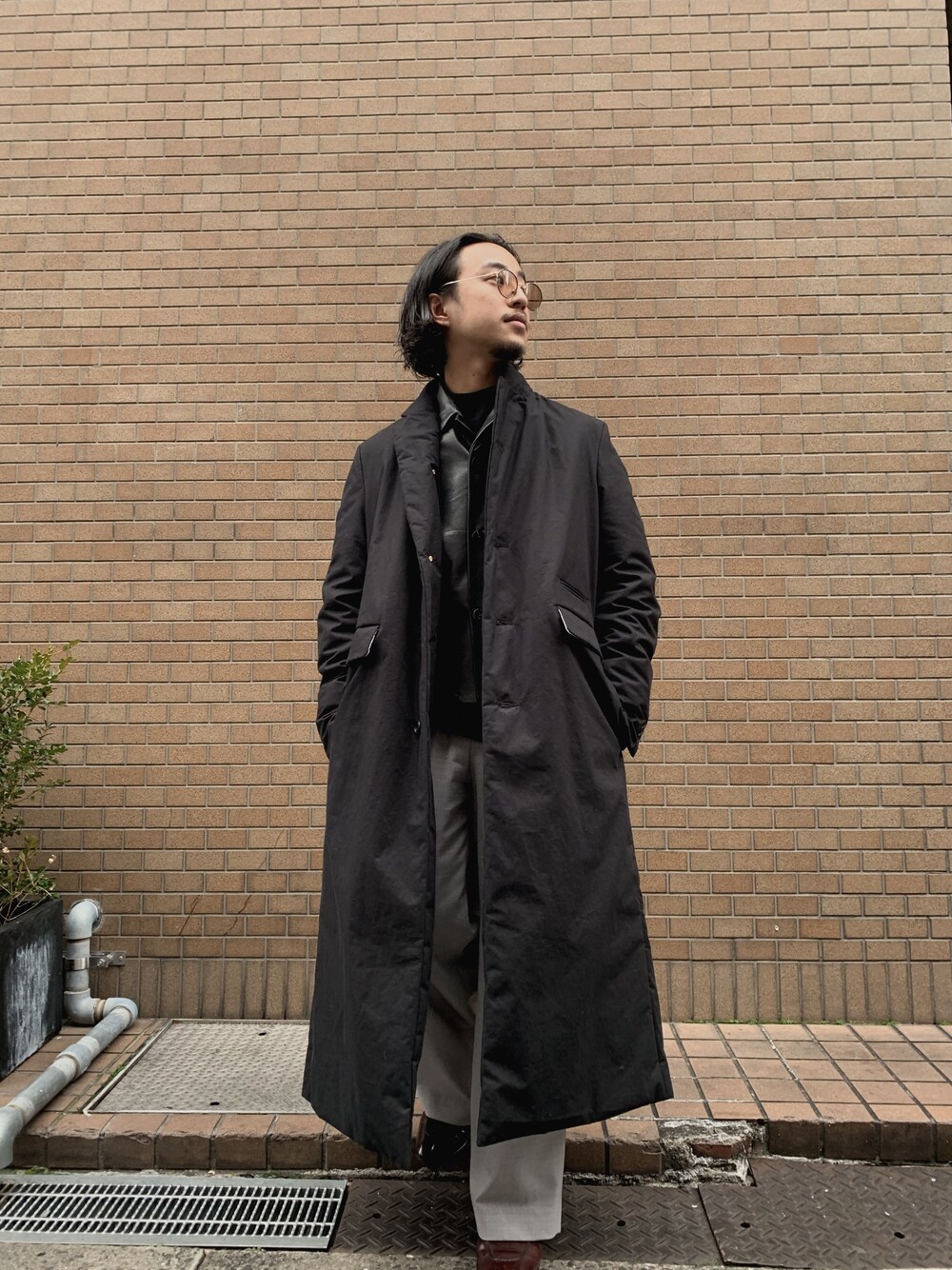 「冬アウター着回しチャレンジ、アウター、sunsea、シンプルコーデ、レザージャケット、gardenosaka、黒」｜「SUNSEAのアイテム（ジャケット/アウター、ブラック系）」を使った、GARDEN  takumiさん（メンズ・167cm）の冬コーディネートの1枚目の写真