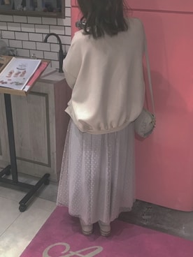 「カフェ」｜「アイテム（ブルゾン）」を使った、まつさん（レディース・155cm）の秋コーディネート