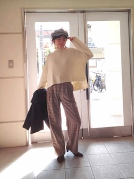 「チェック×チェック」｜Himei Harukaさん（レディース・167cm）の冬コーディネート