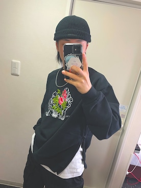 「ストリート系」｜「アイテム（スウェット）」を使った、タイガさん（メンズ・171cm）の春コーディネート