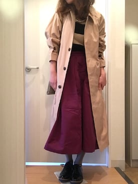 「ADAM ET ROPE'（アダムエロペ）のアイテム（ステンカラーコート）」を使った、mee☆さん（レディース・160cm）の春コーディネート