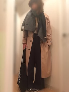 「ADAM ET ROPE'（アダムエロペ）のアイテム（ステンカラーコート）」を使った、mee☆さん（レディース・160cm）の秋コーディネート