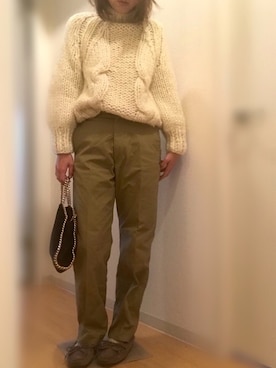 「THE SHINZONE（ザ　シンゾーン）のハイウエストチノパンツ（チノパンツ）」を使った、mee☆さん（レディース・160cm）の冬コーディネート