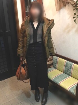 「URBAN RESEARCH ROSSO WOMEN（アーバンリサーチ　ロッソ）のフロント釦タイトスカート（スカート）」を使った、mee☆さん（レディース・160cm）の冬コーディネート