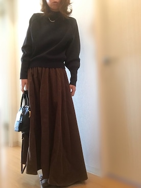 「UNITED TOKYO（ユナイテッドトウキョウ）のボリュームスリーブニット（ニット/セーター）」を使った、mee☆さん（レディース・160cm）の冬コーディネート