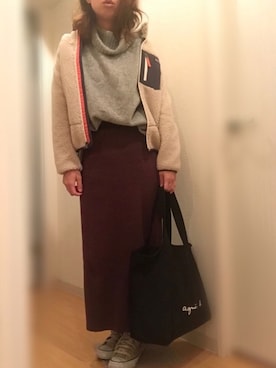 「ゆるニット」｜「アイテム（ブルゾン）」を使った、mee☆さん（レディース・160cm）の春コーディネート
