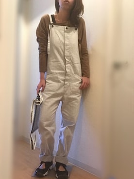 「Johnbull Private labo（ジョンブルプライベートラボ）のアイテム（オールインワン・サロペット）」を使った、mee☆さん（レディース・160cm）の春コーディネート