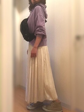 「reca（レカ）のアイテム（パーカー）」を使った、mee☆さん（レディース・160cm）の春コーディネート