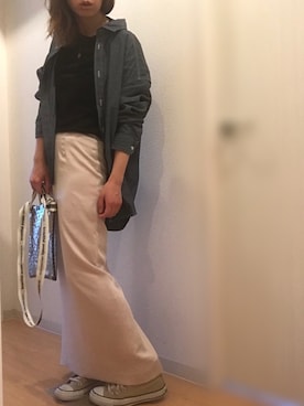 「ダンガリーシャツ」｜「アイテム（スカート）」を使った、mee☆さん（レディース・160cm）の夏コーディネート