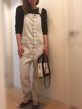 「Johnbull Private labo（ジョンブルプライベートラボ）のアイテム（オールインワン・サロペット）」を使った、mee☆さん（レディース・160cm）の夏コーディネート