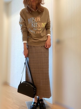 「Maison Kitsune（メゾンキツネ）のSWEATSHIRT PALAIS ROYAL（スウェット）」を使った、mee☆さん（レディース・160cm）の秋コーディネート