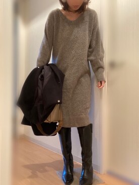 「LOEWE」｜「アイテム（ステンカラーコート）」を使った、mee☆さん（レディース・160cm）の冬コーディネート