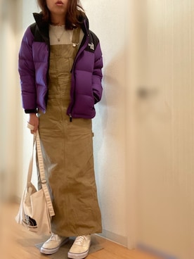 「THE NORTH FACE」｜「アイテム（ジャンパースカート）」を使った、mee☆さん（レディース・160cm）の冬コーディネート