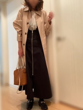 「ADAM ET ROPE'（アダムエロペ）のアイテム（ステンカラーコート）」を使った、mee☆さん（レディース・160cm）の春コーディネート