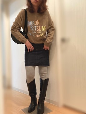 「Maison Kitsune（メゾンキツネ）のSWEATSHIRT PALAIS ROYAL（スウェット）」を使った、mee☆さん（レディース・160cm）の春コーディネート
